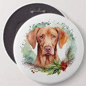 Vizsla Christmas Wreath Festivals Button (Vorne & Hinten)