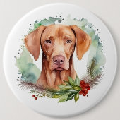 Vizsla Christmas Wreath Festivals Button (Vorderseite)