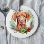 Vizsla Christmas Wreath Festivals Button (Beispiel)