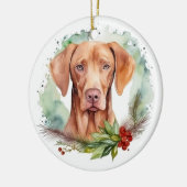 Vizsla Christmas Wreath Festivals Keramik Ornament (Links)