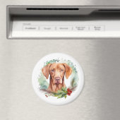 Vizsla Christmas Wreath Festivals Magnet (In Situ (Geschirrspüler))