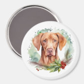 Vizsla Christmas Wreath Festivals Magnet (Vorderseite/Rückseite)