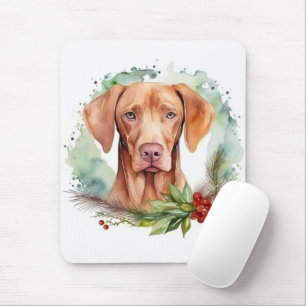 Vizsla Christmas Wreath Festivals Mousepad