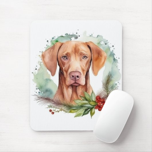 Vizsla Christmas Wreath Festivals Mousepad (Mit Mouse)