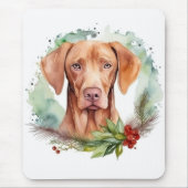 Vizsla Christmas Wreath Festivals Mousepad (Vorne)