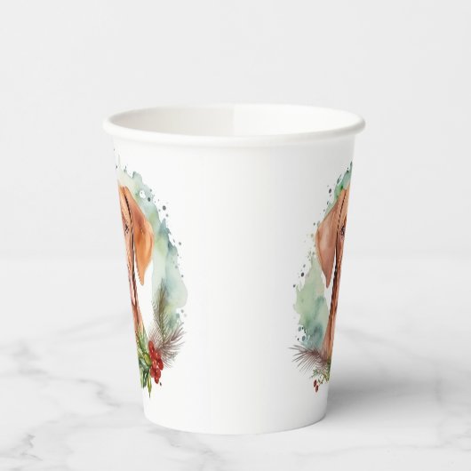 Vizsla Christmas Wreath Festivals Pappbecher (Links)