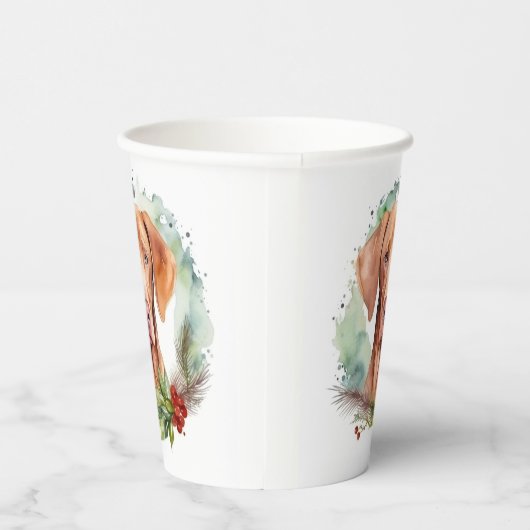 Vizsla Christmas Wreath Festivals Pappbecher (Rechts)