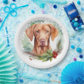 Vizsla Christmas Wreath Festivals Pappteller (Party)