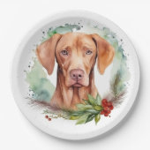 Vizsla Christmas Wreath Festivals Pappteller (Vorderseite)