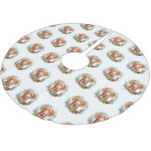 Vizsla Christmas Wreath Festivals Polyester Weihnachtsbaumdecke (Schrägansicht)