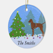 Vizsla Dekorieren eines Weihnachtsbaumes im Wald Keramik Ornament (Links)