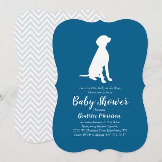 Vizsla Dog Baby Shower Boy Blue Einladung (Vorne/Hinten)