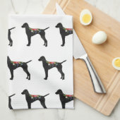 Vizsla Dog Breed Boho Foral Silhouette Geschirrtuch (Viertel Falte)