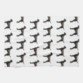 Vizsla Dog Breed Boho Foral Silhouette Geschirrtuch (Horizontal)