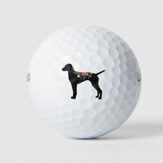 Vizsla Dog Breed Boho Foral Silhouette Golfball (Vorderseite)