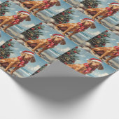 Vizsla Dog Christmas Vintag Beach Geschenkpapier (Ecke)