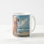 Vizsla Dog Christmas Vintag Beach Kaffeetasse (VorderseiteRechts)