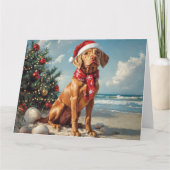 Vizsla Dog Christmas Vintag Beach Karte (Vorderseite)