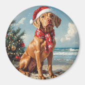 Vizsla Dog Christmas Vintag Beach Magnet (Vorne)