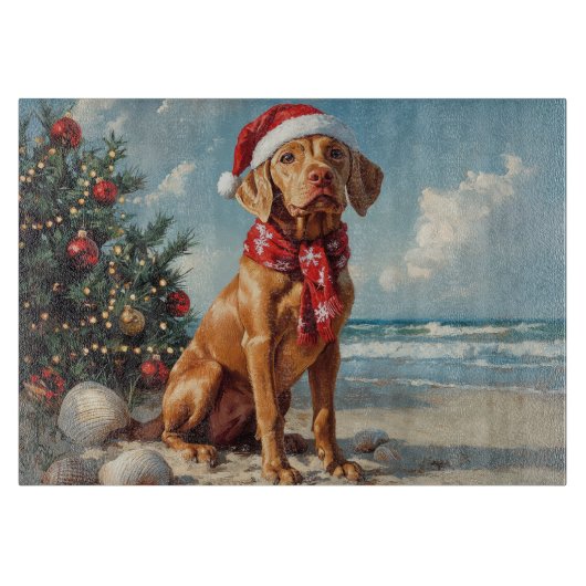 Vizsla Dog Christmas Vintag Beach Schneidebrett (Vorderseite)