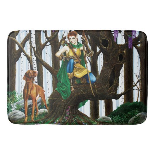 Vizsla Dog Elf Forest Badematte (Vorderseite)