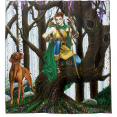 Vizsla Dog Elf Forest Duschvorhang (Vorderseite)