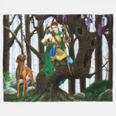 Vizsla Dog Elf Forest Fleecedecke (Vorderseite (Horizontal))