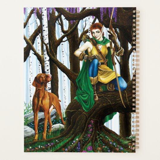 Vizsla Dog Elf Forest Planer (Rückseite)
