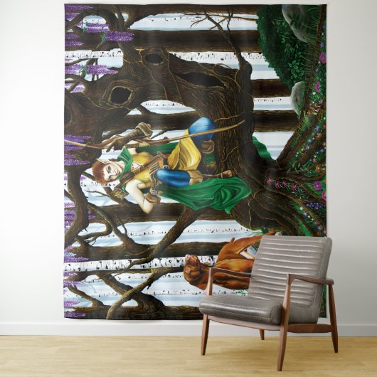 Vizsla Dog Elf Forest Wandteppich (Beispiel)