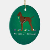 Vizsla Dog Frohe Weihnachtsgestaltung Keramik Ornament (Rechts)