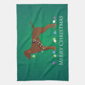 Vizsla Dog Frohe Weihnachtsgestaltung Küchentuch (Vertikal)