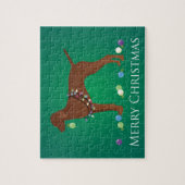 Vizsla Dog Frohe Weihnachtsgestaltung Puzzle (Vertikal)