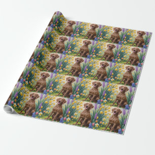 Vizsla Dog Frühlingsblumen Malerei Geschenkpapier