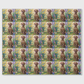 Vizsla Dog Frühlingsblumen Malerei Geschenkpapier (Flach)