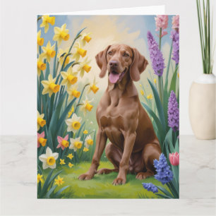 Vizsla Dog Frühlingsblumen Malerei Karte