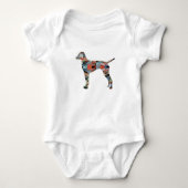 Vizsla Dog Geometric Pattern Silhouette Kariert Baby Strampler (Vorderseite)