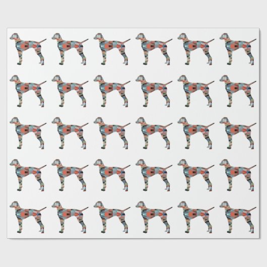 Vizsla Dog Geometric Pattern Silhouette Kariert Geschenkpapier (Flach)
