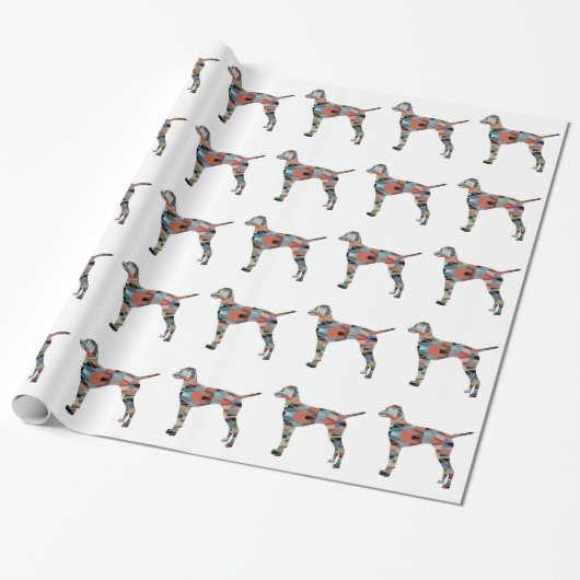 Vizsla Dog Geometric Pattern Silhouette Kariert Geschenkpapier (Ungerollt)