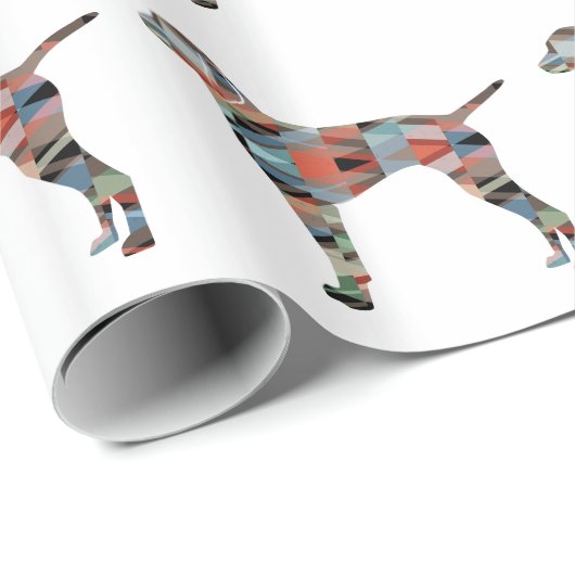 Vizsla Dog Geometric Pattern Silhouette Kariert Geschenkpapier (Rolleneckpunkt)