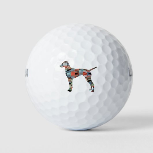 Vizsla Dog Geometric Pattern Silhouette Kariert Golfball (Vorderseite)