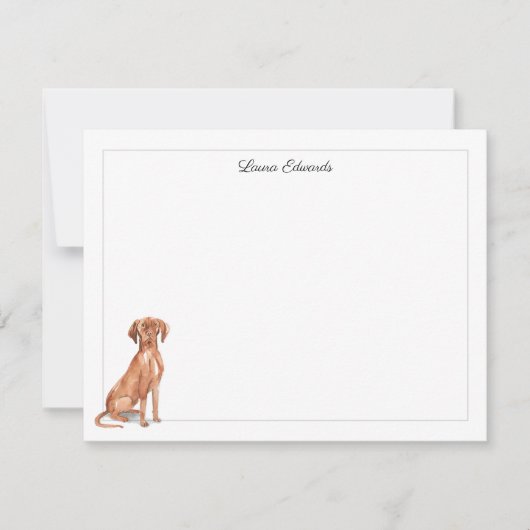 Vizsla Dog Gray Border Personalized Mitteilungskarte (Vorderseite)