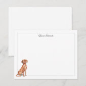 Vizsla Dog Gray Border Personalized Mitteilungskarte (Vorne/Hinten)