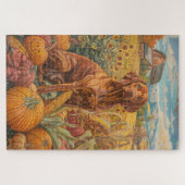 Vizsla Dog Herbsternte Erntedank Puzzle (Horizontal)