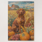 Vizsla Dog Herbsternte Erntedank Puzzle (Vertikal)