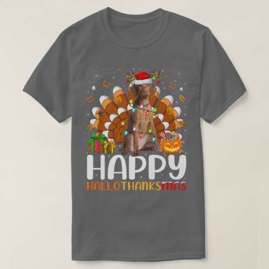 Vizsla Dog Lover Halloween Weihnachtsfest Hallowee T-Shirt (Design vorne)