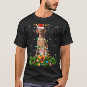 Vizsla Dog Lover Reindeer Weihnachtsmannmütze Vizs T-Shirt