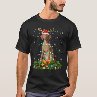Vizsla Dog Lover Reindeer Weihnachtsmannmütze Vizs T-Shirt