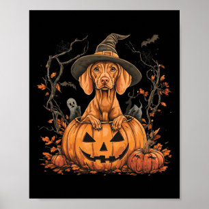 Vizsla Dog Pumpkin Halloween Erntedank Poster