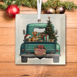 Vizsla Dog Retro Truck Weihnachten Ornament Aus Glas