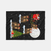 Vizsla Dog Santa Sleigh Flying Funny Magical Chris Fleecedecke (Vorderseite (Horizontal))